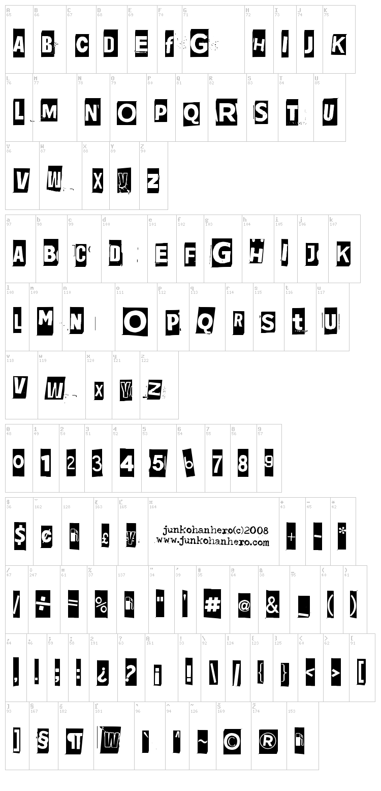 Jadefedga[08] font map